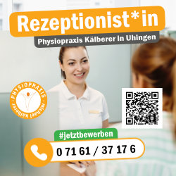 Rezeptionist*in in Teilzeit – Empfangsbereich der Physiopraxis Kälberer in Uhingen